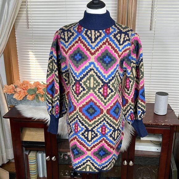 Farm Rio Rauti Long Sleeve Sweater Dress Size Small - Picture 2 of 9